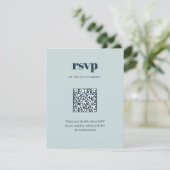 Moderne Navy Blue Trendy Mix Match Wedding QR-code RSVP Kaartje (Staand voorkant)
