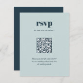 Moderne Navy Blue Trendy Mix Match Wedding QR-code RSVP Kaartje (Voorkant / Achterkant)