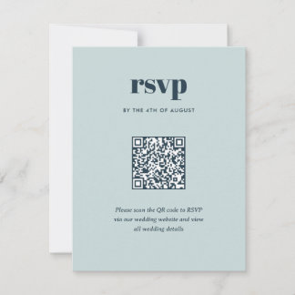 Moderne Navy Blue Trendy Mix Match Wedding QR-code RSVP Kaartje
