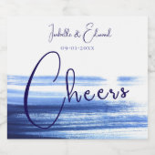 Moderne Navy Blue Waterverf Brush Strokes op wit Bier Etiket (Enkel label)