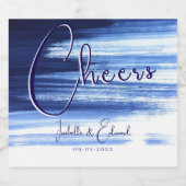 Moderne Navy Blue Waterverf Brush Strokes op wit Bier Etiket (Enkel label)