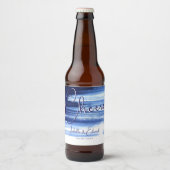 Moderne Navy Blue Waterverf Brush Strokes op wit Bier Etiket (Voorkant)