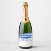 Moderne Navy Blue Waterverf Brush Strokes op wit Sparkling Wijnetiket (Voorkant)