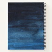 Moderne Navy Blue Waterverf Wash Business Logo Notitieboek (Achterkant)