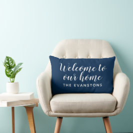 Moderne Navy Blue Welcome Home Custom Kussen