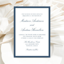 Moderne Navy Border Bruiloft Kaart