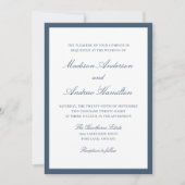Moderne Navy Border Bruiloft Kaart (Voorkant)