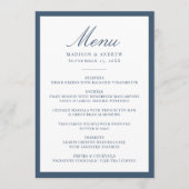 Moderne Navy Border Bruiloft Menu (Voorkant)