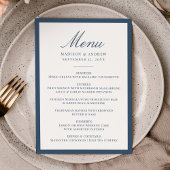 Moderne Navy Border Bruiloft Menu