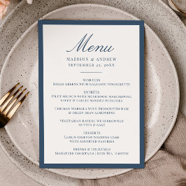 Moderne Navy Border Bruiloft Menu