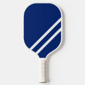 Moderne Navy Bright Red Sleek White Racing Stripes Pickleball Paddle (Voorkant)