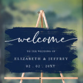 Moderne Navy Brush Strokes Bruiloft Welkom Acryl Bord (Neutraal)