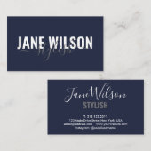 Moderne Navy Chic handtekening Visitekaartje (Voorkant / Achterkant)