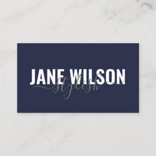 Moderne Navy Chic handtekening Visitekaartje (Voorkant)