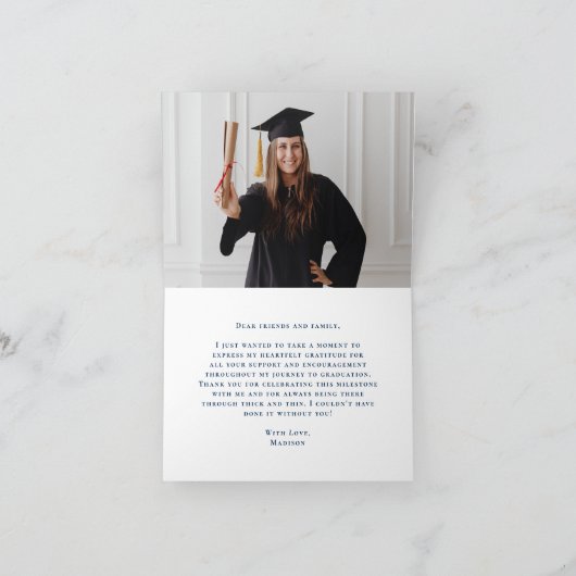 Moderne Navy Class van 2025 Afstuderen Bedankkaart (Binnen)