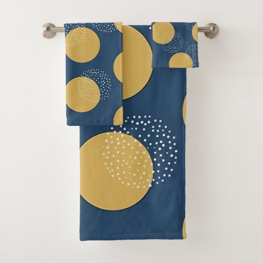 Moderne Navy en Gouden Stippen Bad Handdoek (Insitu)