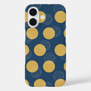 Moderne Navy en Gouden Stippen iPhone 16 Hoesje