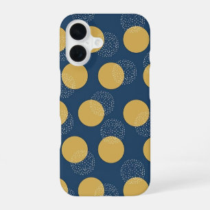 Moderne Navy en Gouden Stippen iPhone 16 Hoesje