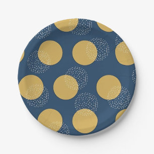 Moderne Navy en Gouden Stippen Papieren Bordje