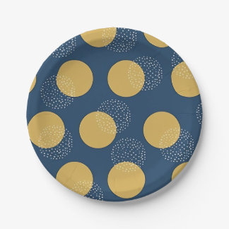 Moderne Navy en Gouden Stippen Papieren Bordje