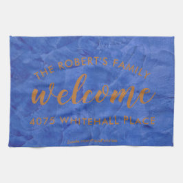 Moderne Navy en Koperen Gepersonaliseerde Naam Theedoek