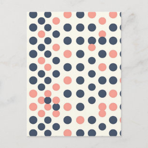 Moderne Navy en Perzik Geometrische Stippen Briefkaart