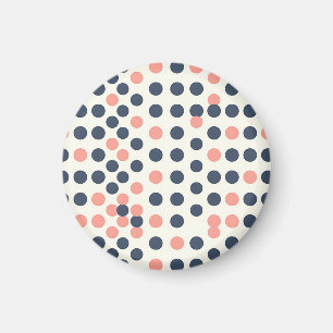Moderne Navy en Perzik Geometrische Stippen  Magneet