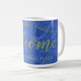 Moderne Navy en Sage Gepersonaliseerde Naam Adres Koffiemok