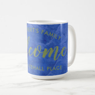 Moderne Navy en Sage Gepersonaliseerde Naam Adres Koffiemok