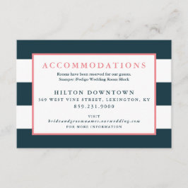 Moderne Navy en White Stripe bruiloft accommodatie Informatiekaartje