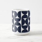 Moderne Navy Geometrische 15oz koffiemok (Center)
