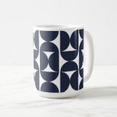 Moderne Navy Geometrische 15oz koffiemok (Voorkant rechts)
