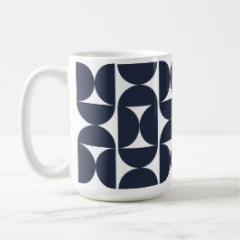 Moderne Navy Geometrische 15oz koffiemok
