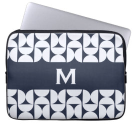 Moderne Navy Geometrische Laptophoes 15 inch Laptop Sleeve