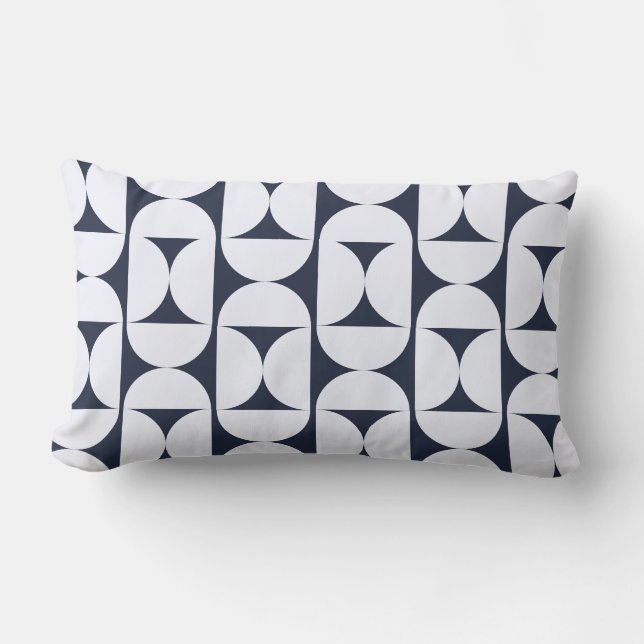 Moderne Navy Geometrische Lendekussen Kussen (Voorkant)