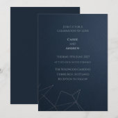 Moderne Navy Geometrische Lijn Kunst Bruiloft Kaart (Voorkant / Achterkant)