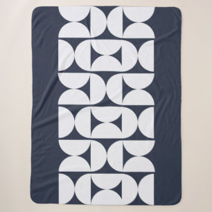 Moderne Navy Geometrische Sherpa Deken