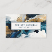 Moderne Navy Gold Abstracte Waterverf Visitekaartje (Voorkant)