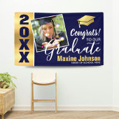 Moderne Navy & Gold Class van 2025 Foto Afstuderen Spandoek