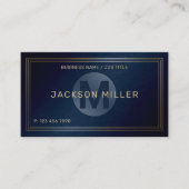 Moderne Navy Gold Custom Monogram Professional Visitekaartje (Voorkant)