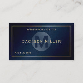 Moderne Navy Gold Custom Monogram Professional Visitekaartje