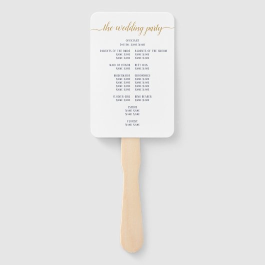 Moderne 'Navy Gold Script Minimal Wedding Programm Handwaaier (Achterkant)
