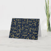 Moderne Navy & Gold W/Christmas Script aanpassen Feestdagen Kaart (Voorkant)