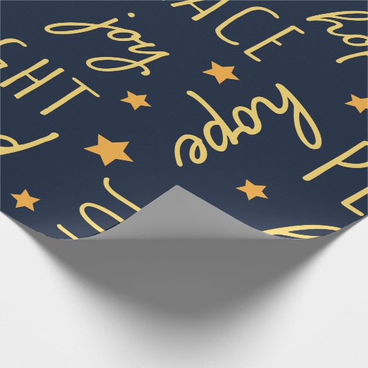 Moderne Navy & Goud Kerst Script Cadeaupapier (Hoek)