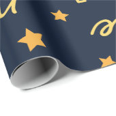 Moderne Navy & Goud Kerst Script Cadeaupapier (Rol Hoek)