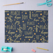 Moderne Navy & Goud Kerst Script Decoupage Tissuepapier (Craft)