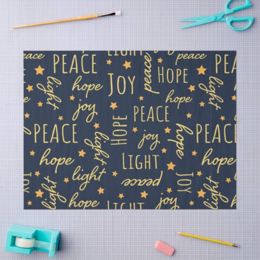 Moderne Navy & Goud Kerst Script Decoupage Tissuepapier (Craft)