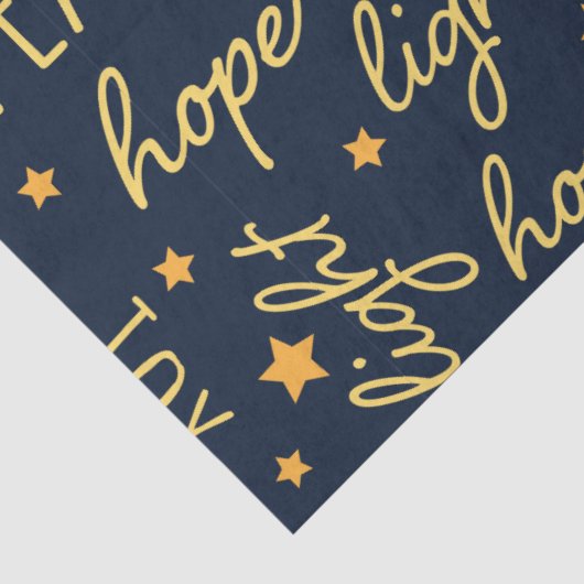 Moderne Navy & Goud Kerst Script Decoupage Tissuepapier (Detail)
