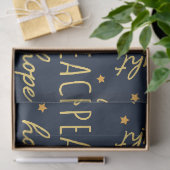 Moderne Navy & Goud Kerst Script Decoupage Tissuepapier (Geschenk)