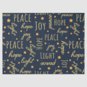 Moderne Navy & Goud Kerst Script Decoupage Tissuepapier (Voorkant)